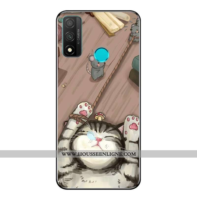Étui Huawei P Smart 2020 Fluide Doux Protection Téléphone Portable Incassable Dessin Animé Noir Coqu