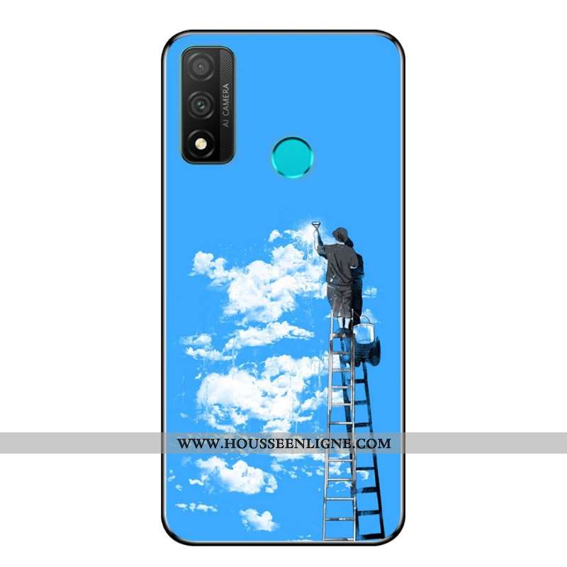 Étui Huawei P Smart 2020 Fluide Doux Protection Téléphone Portable Incassable Dessin Animé Noir Coqu