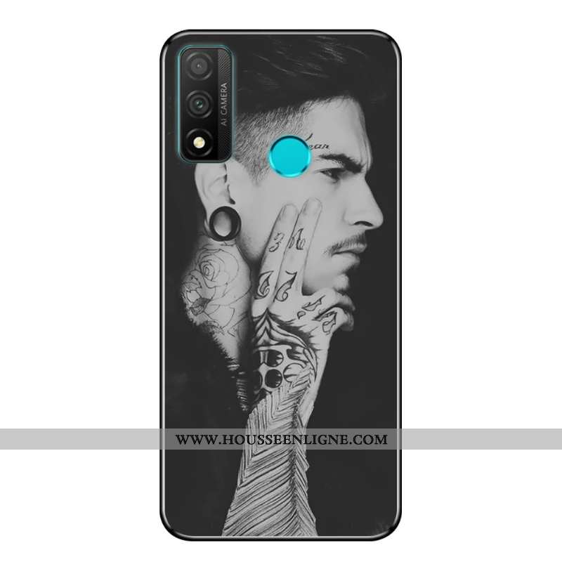 Étui Huawei P Smart 2020 Fluide Doux Protection Téléphone Portable Incassable Dessin Animé Noir Coqu