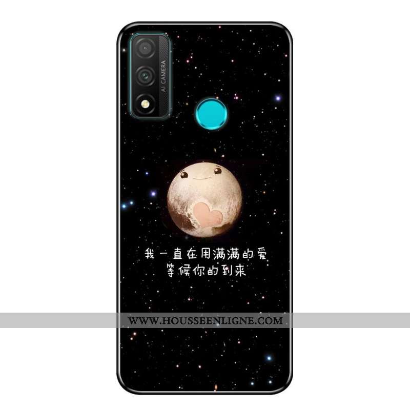 Étui Huawei P Smart 2020 Fluide Doux Protection Téléphone Portable Incassable Dessin Animé Noir Coqu