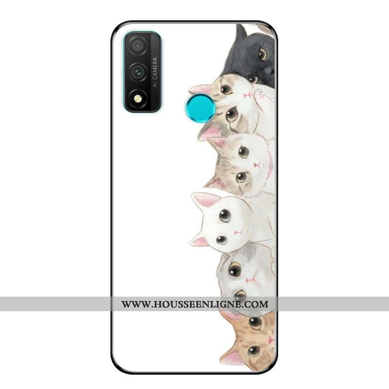 Étui Huawei P Smart 2020 Protection Délavé En Daim Fluide Doux Vent Dessin Animé Téléphone Portable 