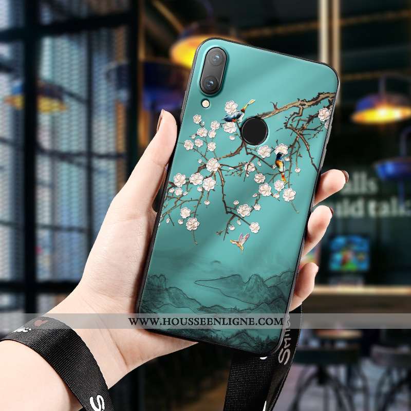 Étui Huawei P Smart 2020 Silicone Protection Gaufrage Marque Style Chinois Nouveau Tout Compris Bleu