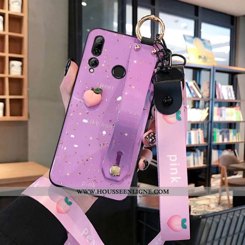 Étui Huawei P Smart+ 2020 Silicone Protection Ornements Suspendus Bovins Créatif Coque Cœur Violet