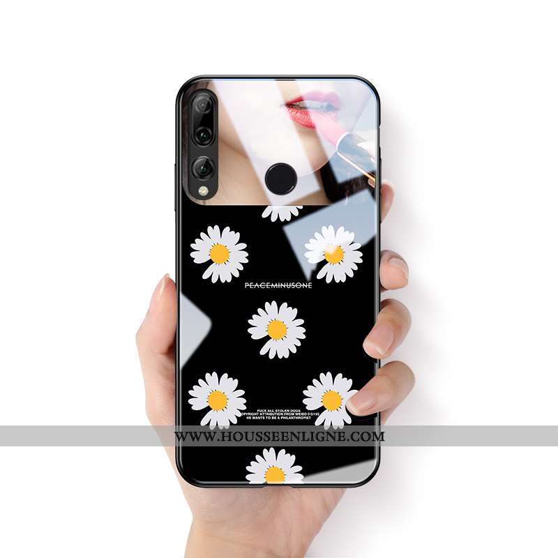 Étui Huawei P Smart+ 2020 Verre Personnalité Noir Créatif Petite Marguerite Tout Compris Téléphone P
