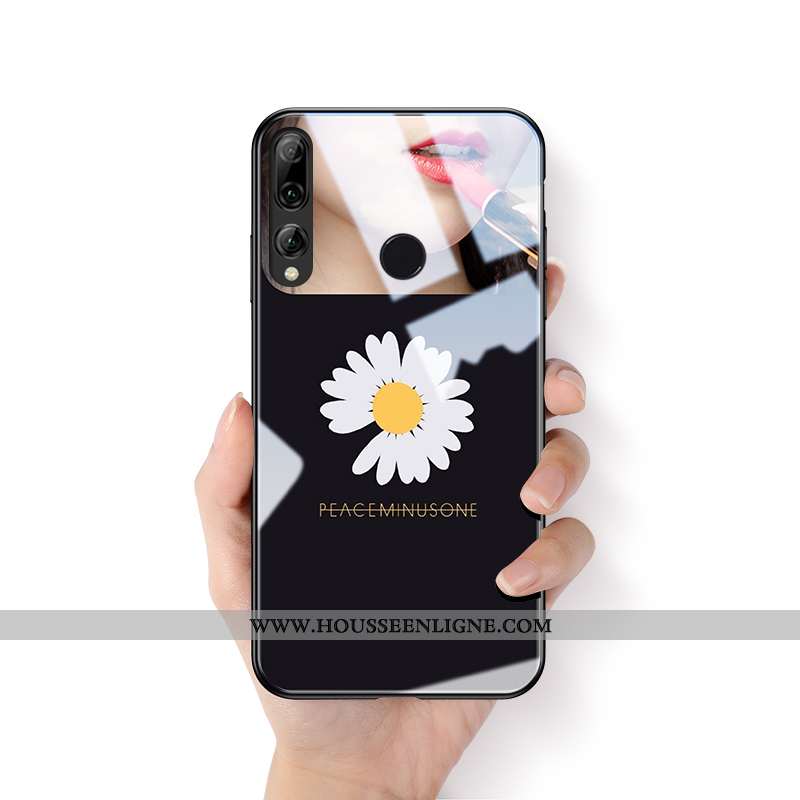 Étui Huawei P Smart+ 2020 Verre Personnalité Noir Créatif Petite Marguerite Tout Compris Téléphone P