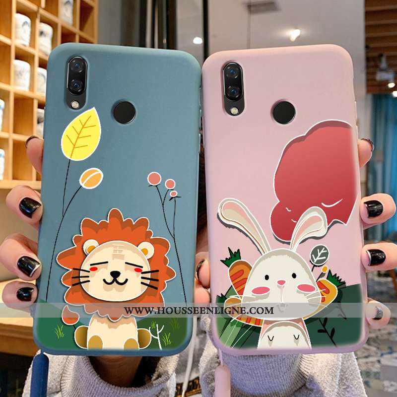 Étui Huawei P Smart+ Dessin Animé Charmant Téléphone Portable Lapin Fluide Doux Rose Silicone