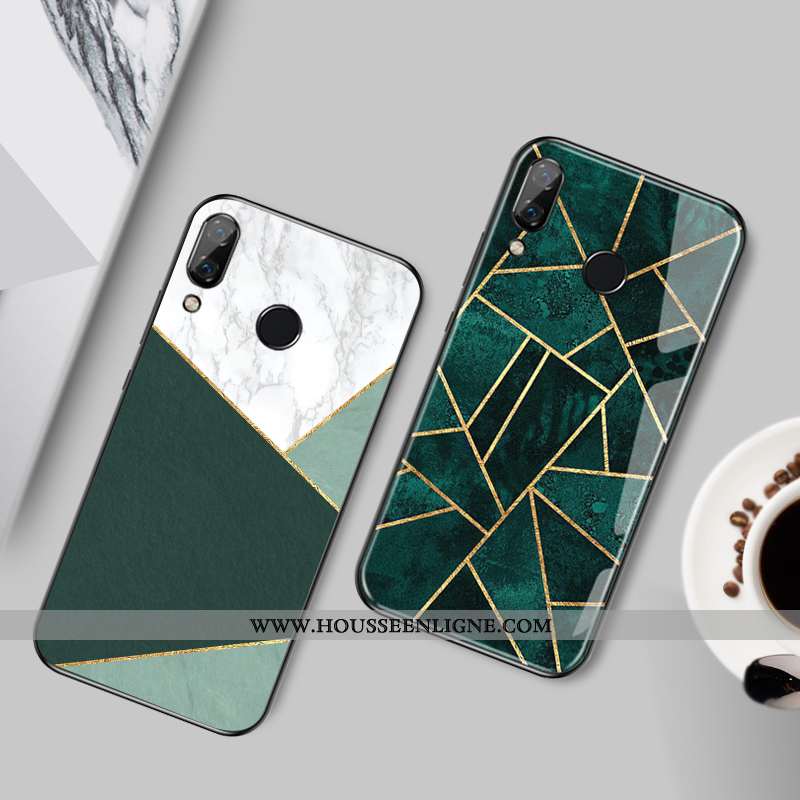 Étui Huawei P Smart+ Personnalité Protection Téléphone Portable Losange Élégant Coque Simple Verte