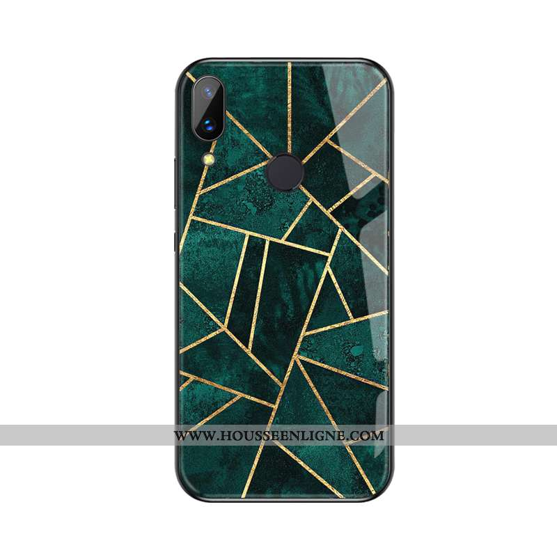 Étui Huawei P Smart+ Personnalité Protection Téléphone Portable Losange Élégant Coque Simple Verte