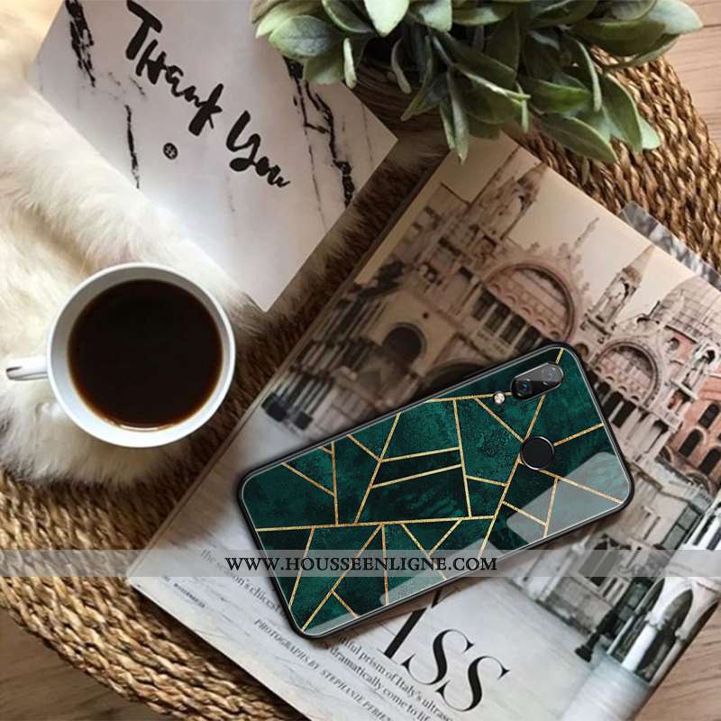 Étui Huawei P Smart+ Personnalité Protection Téléphone Portable Losange Élégant Coque Simple Verte