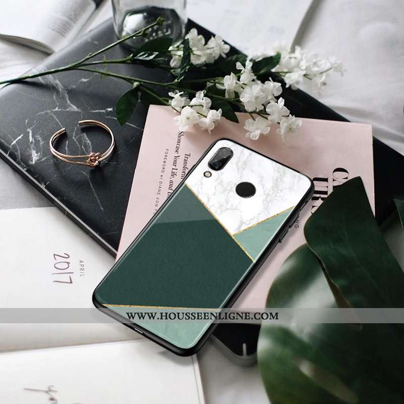 Étui Huawei P Smart+ Personnalité Protection Téléphone Portable Losange Élégant Coque Simple Verte