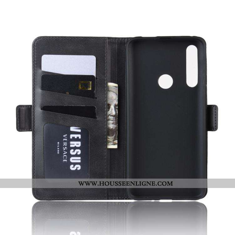 Étui Huawei P Smart Z Portefeuille Modèle Fleurie Coque Téléphone Portable Bovins Noir