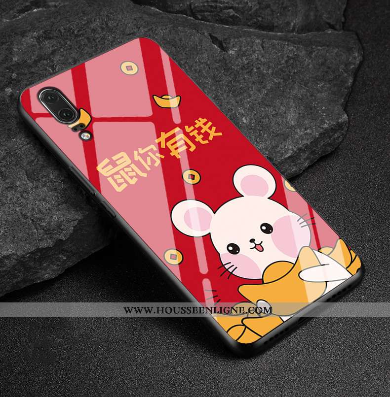 Étui Huawei P20 Cuir Véritable Fluide Doux Téléphone Portable Nouveau Protection Coque Richesse Roug