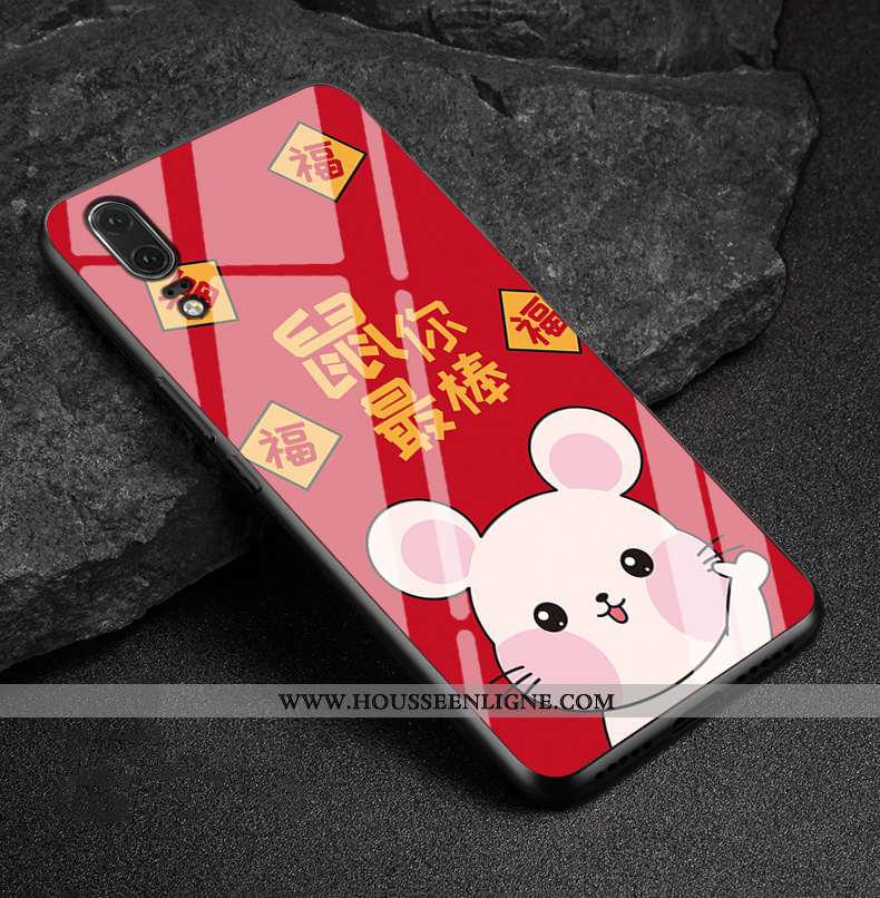 Étui Huawei P20 Cuir Véritable Fluide Doux Téléphone Portable Nouveau Protection Coque Richesse Roug