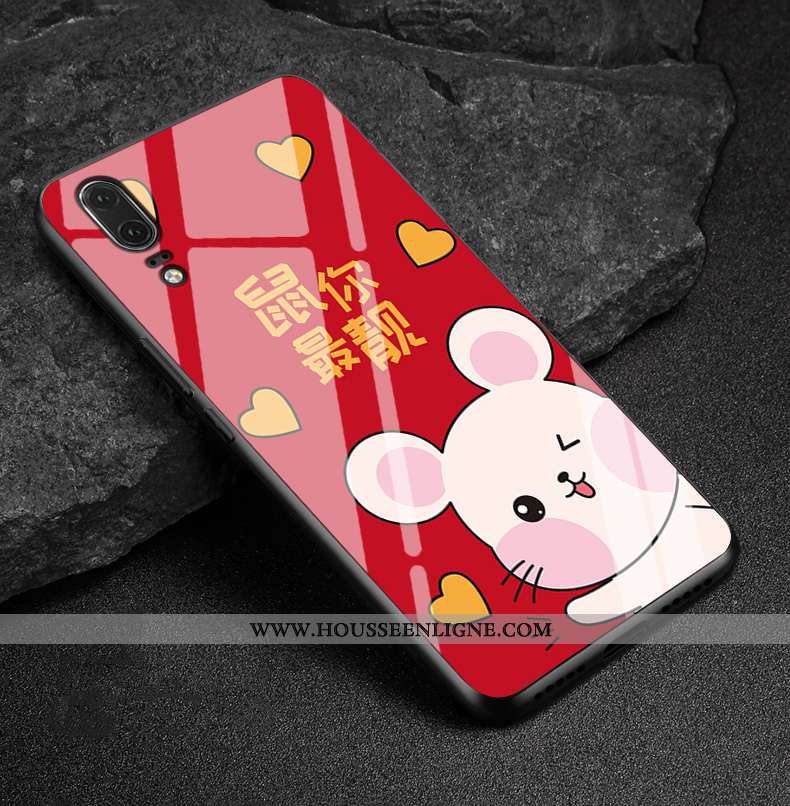 Étui Huawei P20 Cuir Véritable Fluide Doux Téléphone Portable Nouveau Protection Coque Richesse Roug