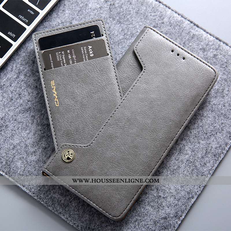 Étui Huawei P20 Cuir Véritable Protection Téléphone Portable Housse Incassable Carte Rouge