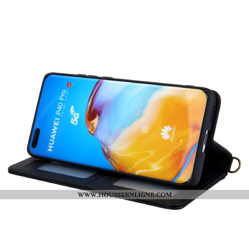 Étui Huawei P20 Cuir Véritable Protection Téléphone Portable Housse Incassable Carte Rouge