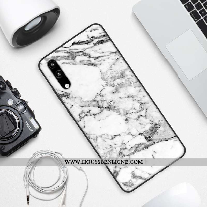 Étui Huawei P20 Délavé En Daim Tendance Protection Tout Compris Coque Incassable Blanche