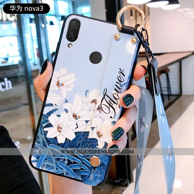 Étui Huawei P20 Lite Créatif Gaufrage Protection Bleu Incassable Silicone