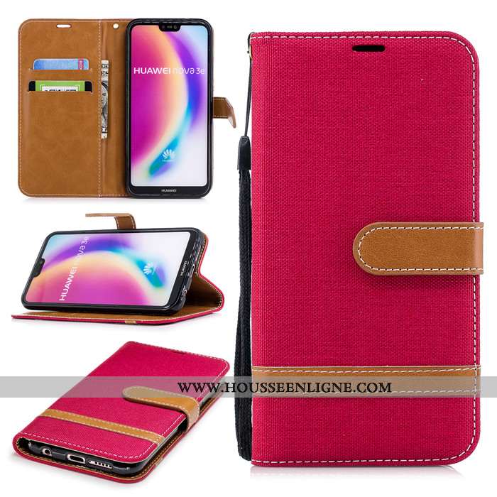Étui Huawei P20 Lite Cuir Protection Clamshell Rouge Téléphone Portable Incassable