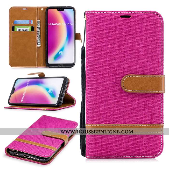 Étui Huawei P20 Lite Cuir Protection Clamshell Rouge Téléphone Portable Incassable