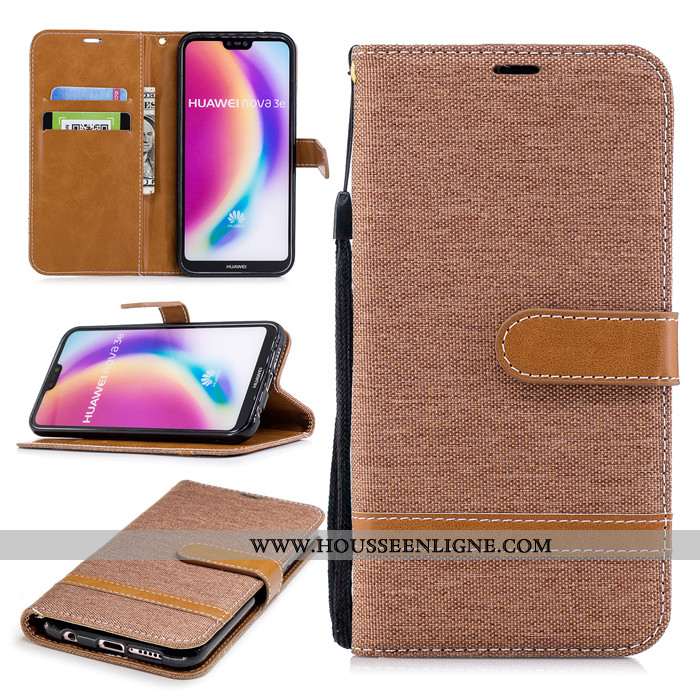 Étui Huawei P20 Lite Cuir Protection Clamshell Rouge Téléphone Portable Incassable