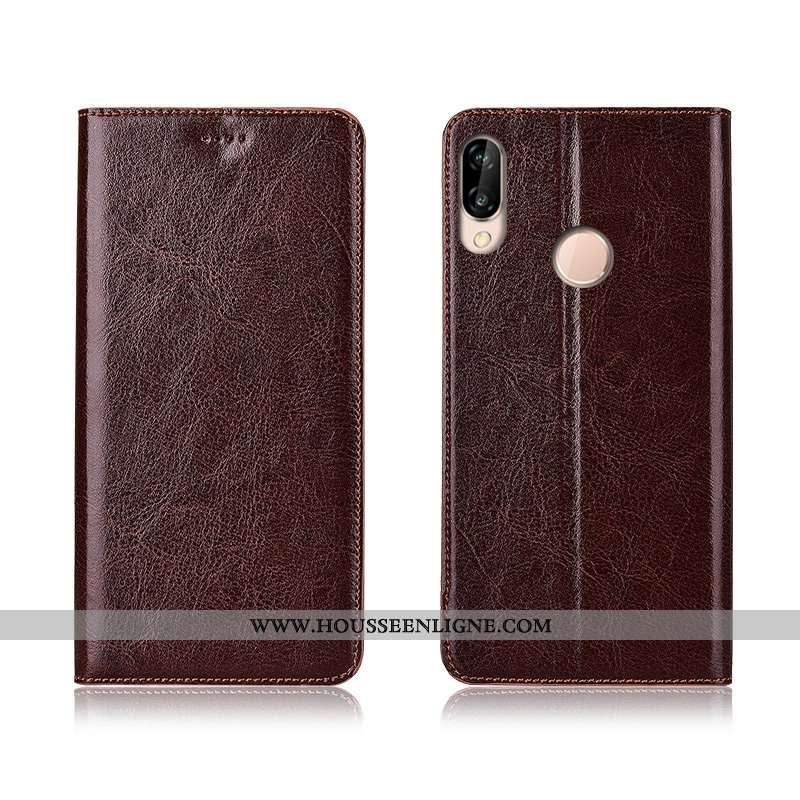 Étui Huawei P20 Lite Modèle Fleurie Fluide Doux Cuir Véritable Nouveau Téléphone Portable Silicone I