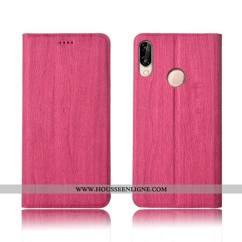 Étui Huawei P20 Lite Protection Cuir Coque Incassable Modèle Fleurie Téléphone Portable Marron