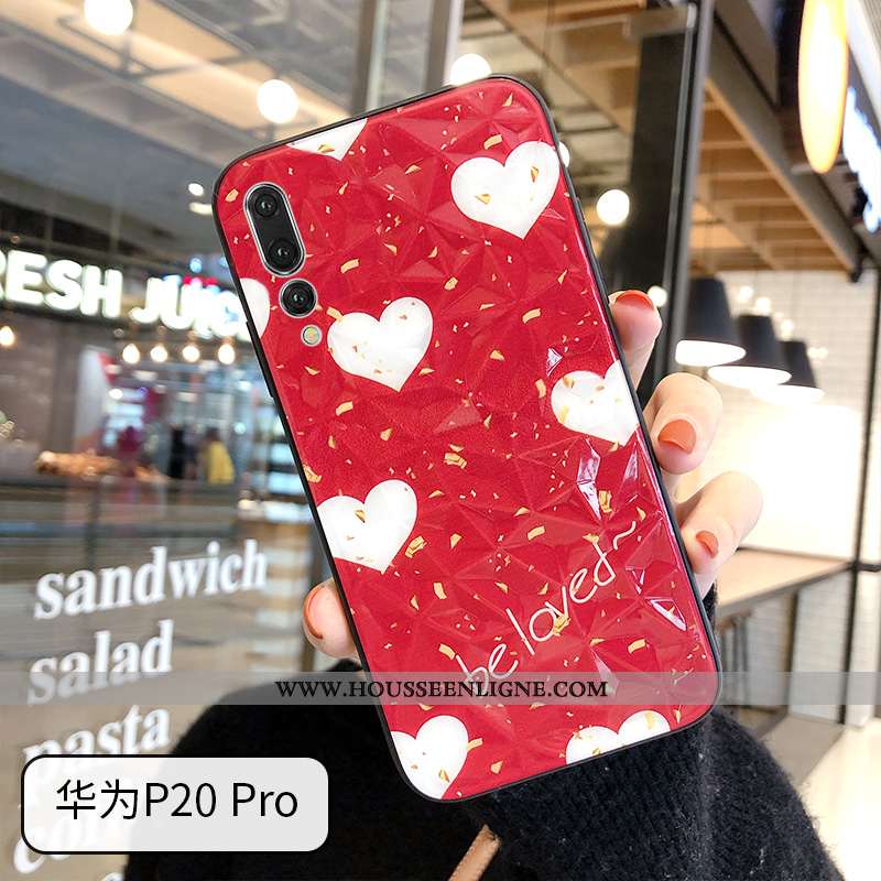 Étui Huawei P20 Pro Charmant Modèle Fleurie Mode Coque Net Rouge Peinture Tout Compris Verte