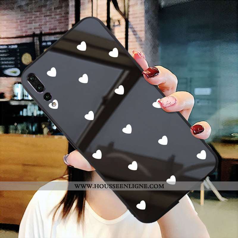 Étui Huawei P20 Pro Créatif Protection Noir Téléphone Portable Miroir Verre