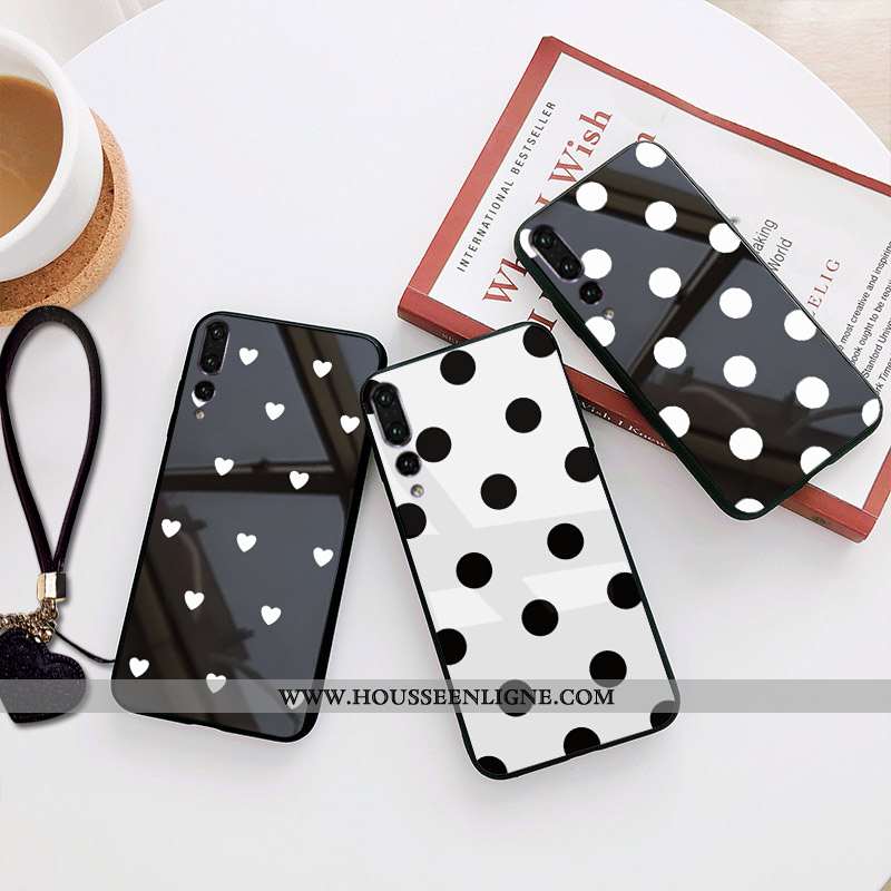 Étui Huawei P20 Pro Créatif Protection Noir Téléphone Portable Miroir Verre