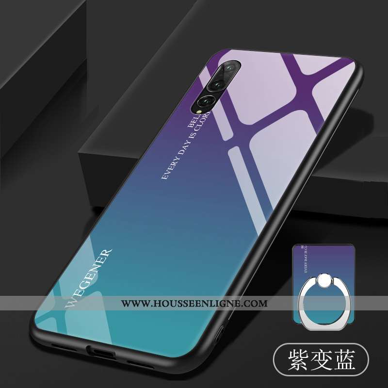 Étui Huawei P20 Pro Fluide Doux Verre Coque Violet Téléphone Portable Dégradé Tempérer