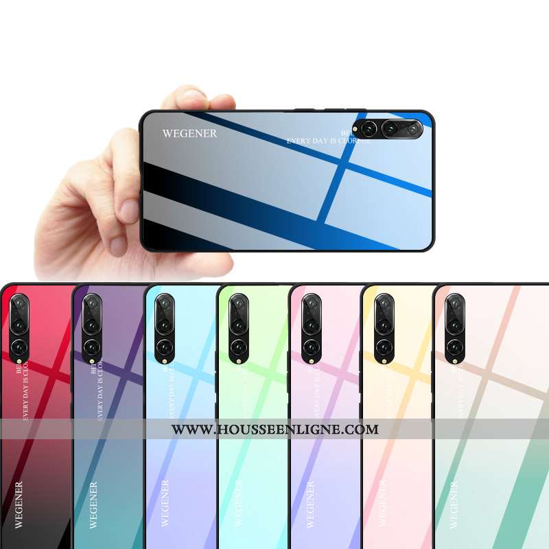 Étui Huawei P20 Pro Fluide Doux Verre Coque Violet Téléphone Portable Dégradé Tempérer