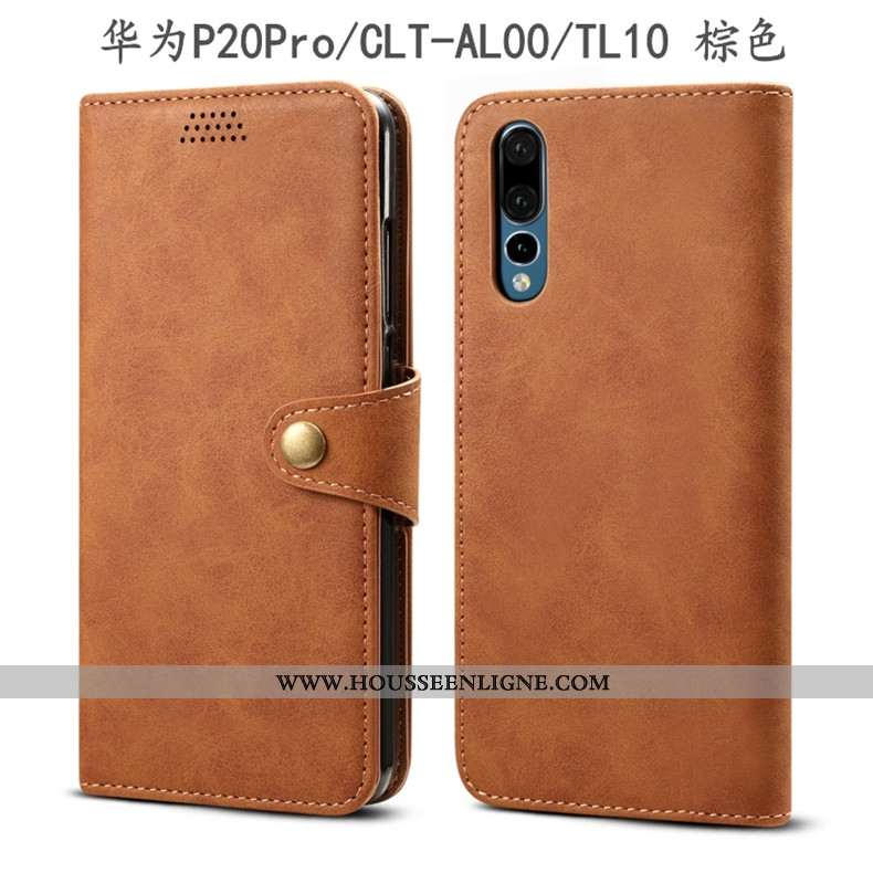 Étui Huawei P20 Pro Protection Cuir Housse Tout Compris Incassable Coque Marron
