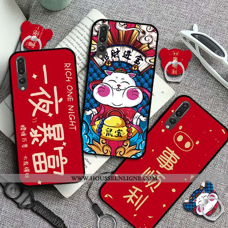 Étui Huawei P20 Pro Silicone Dessin Animé Téléphone Portable Coque Tendance Rat Fluide Doux Rose