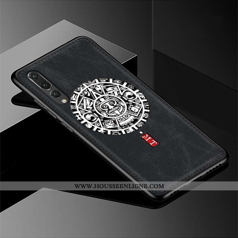 Étui Huawei P20 Pro Silicone Protection Cuir Véritable Coque Dimensionnel Incassable Modèle Fleurie 