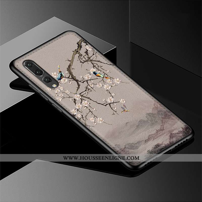 Étui Huawei P20 Pro Silicone Protection Cuir Véritable Coque Dimensionnel Incassable Modèle Fleurie 