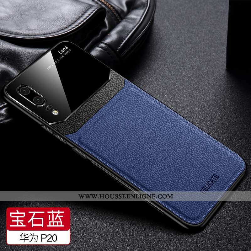 Étui Huawei P20 Tendance Cuir Protection Silicone Tissu Britanique Incassable Marron