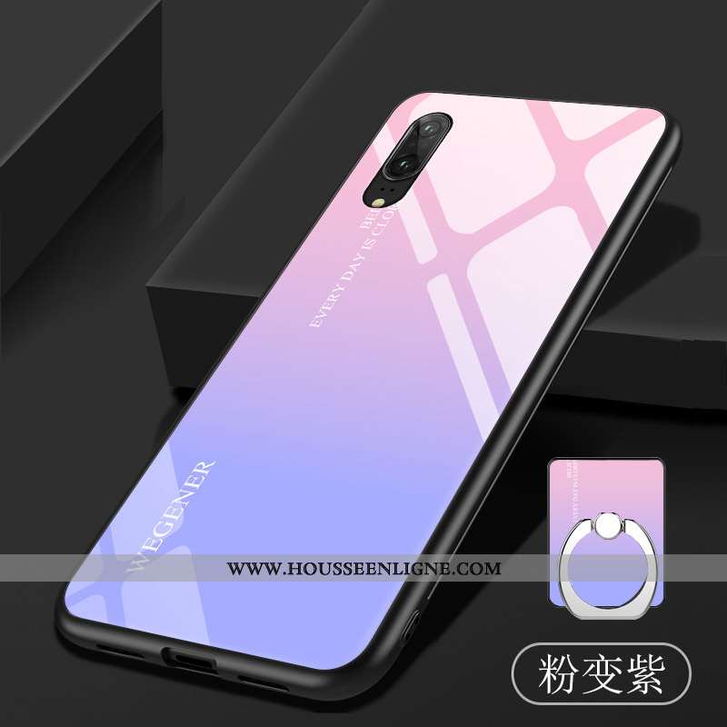 Étui Huawei P20 Verre Fluide Doux Tempérer Dégradé Coque Miroir Téléphone Portable Violet