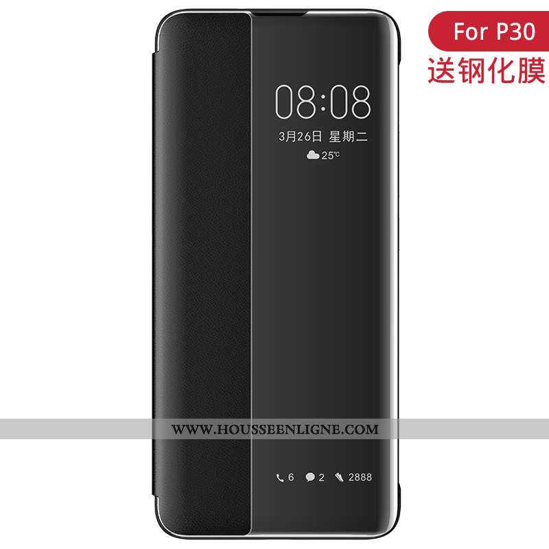 Étui Huawei P30 Cuir Accessoires Clamshell Luxe Rouge Windows
