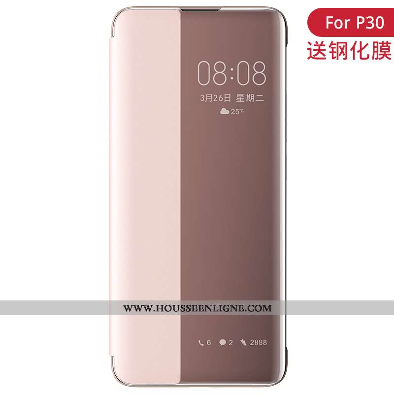Étui Huawei P30 Cuir Accessoires Clamshell Luxe Rouge Windows