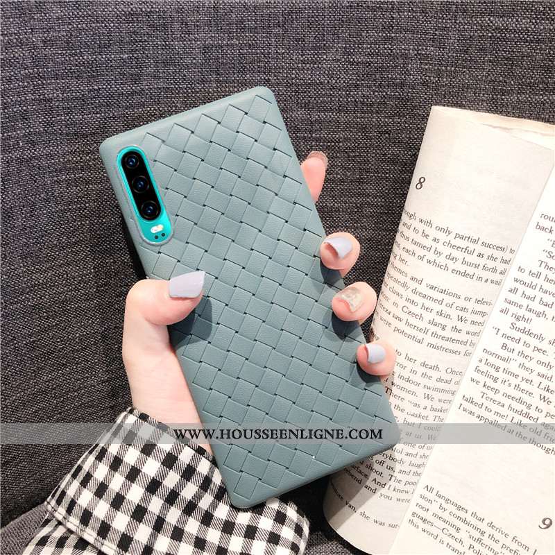 Étui Huawei P30 Délavé En Daim Fluide Doux Incassable Rouge Tissage Protection Tout Compris