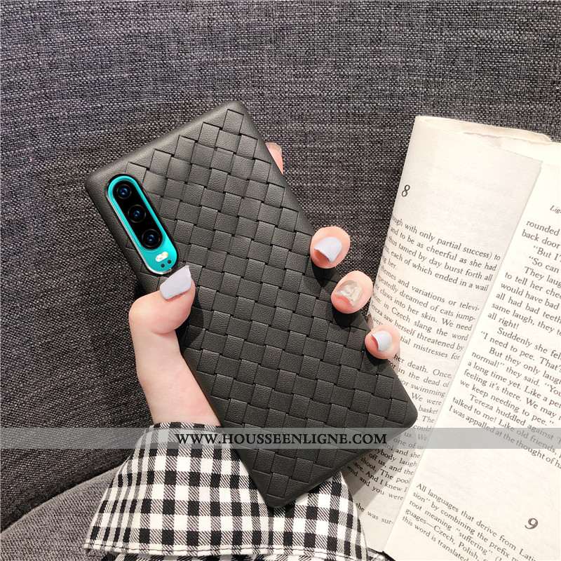 Étui Huawei P30 Délavé En Daim Fluide Doux Incassable Rouge Tissage Protection Tout Compris