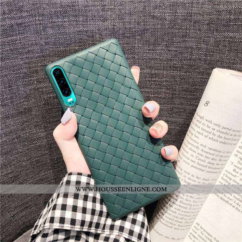 Étui Huawei P30 Délavé En Daim Fluide Doux Incassable Rouge Tissage Protection Tout Compris