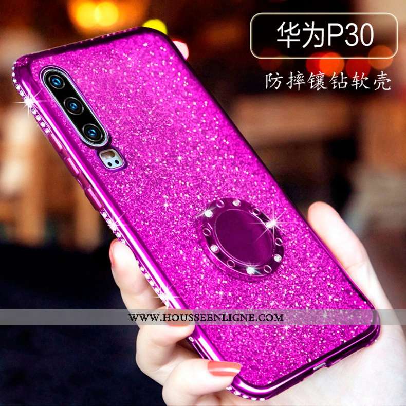 Étui Huawei P30 Incruster Strass Ultra Transparent Amoureux Légère Rouge Incassable
