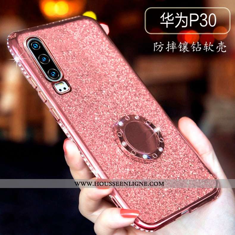 Étui Huawei P30 Incruster Strass Ultra Transparent Amoureux Légère Rouge Incassable