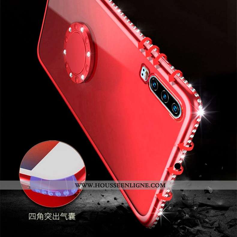 Étui Huawei P30 Incruster Strass Ultra Transparent Amoureux Légère Rouge Incassable