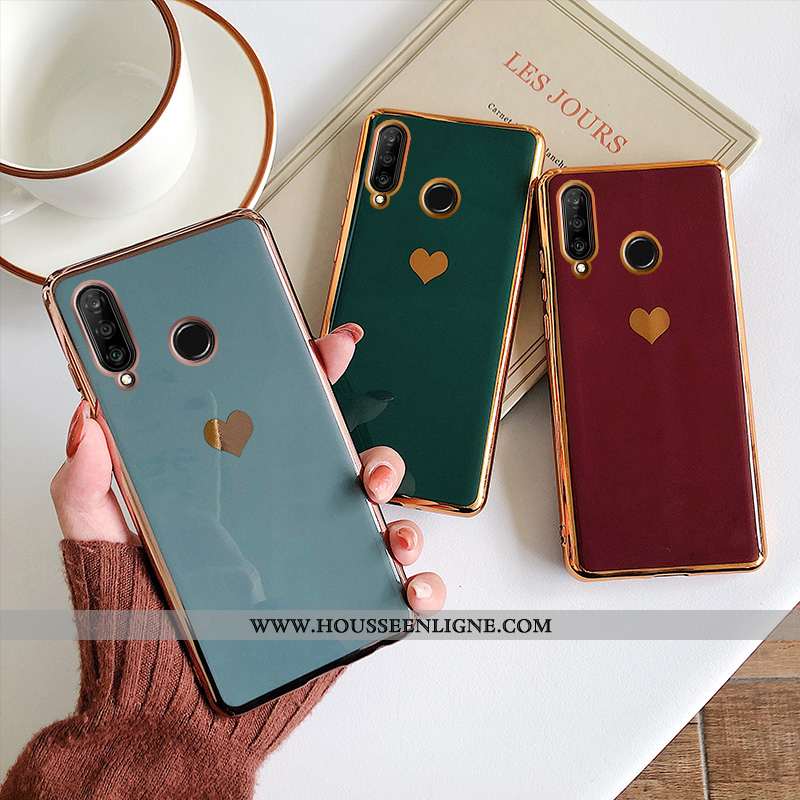 Étui Huawei P30 Lite Créatif Tendance Fluide Doux Amoureux Tout Compris Silicone Amour Bordeaux