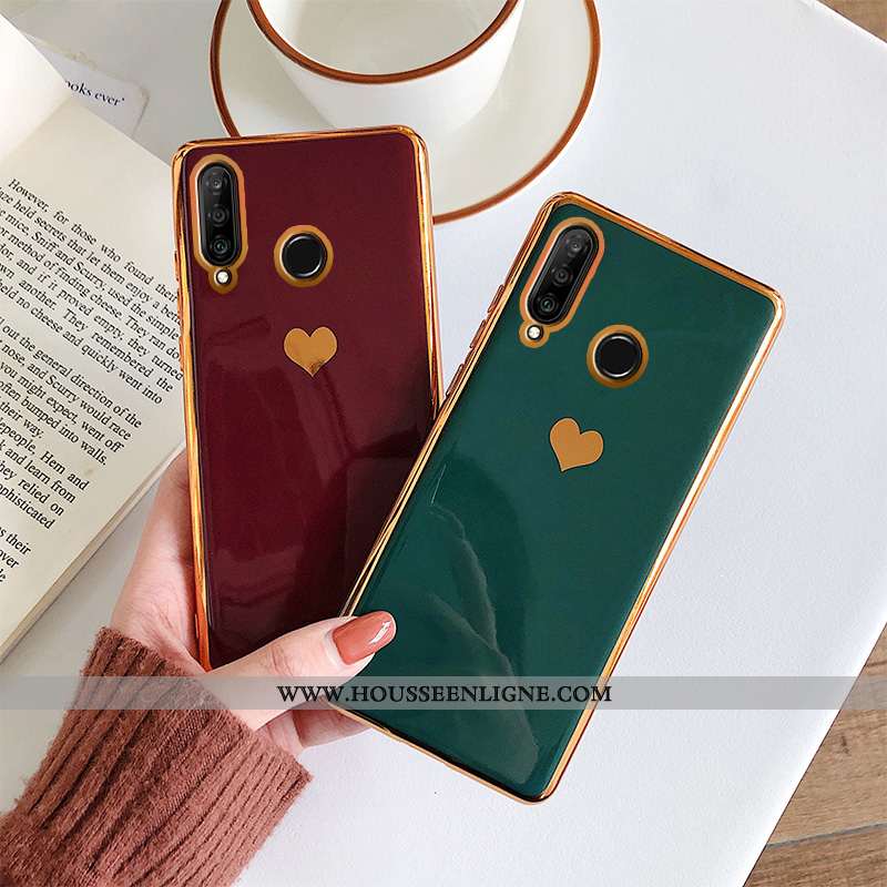 Étui Huawei P30 Lite Créatif Tendance Fluide Doux Amoureux Tout Compris Silicone Amour Bordeaux