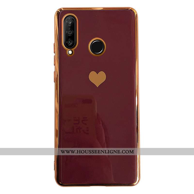Étui Huawei P30 Lite Créatif Tendance Fluide Doux Amoureux Tout Compris Silicone Amour Bordeaux