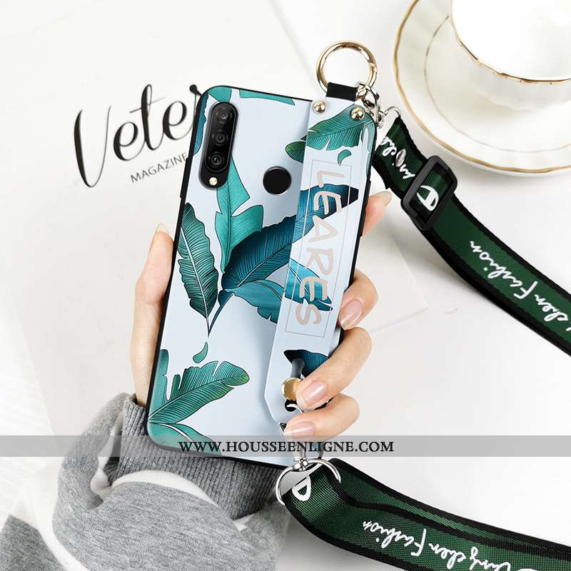 Étui Huawei P30 Lite Fluide Doux Silicone Net Rouge Incassable Feuille Vintage Noir